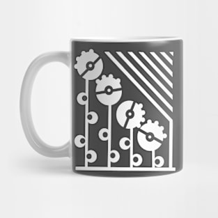 White Mechanical Flowers - Asphalt Mug